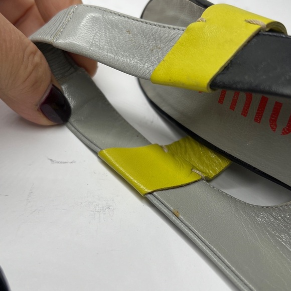 Miu Miu Sz 35 Leather Colorblock Slingback Heels Shoes - Picture 15 of 15